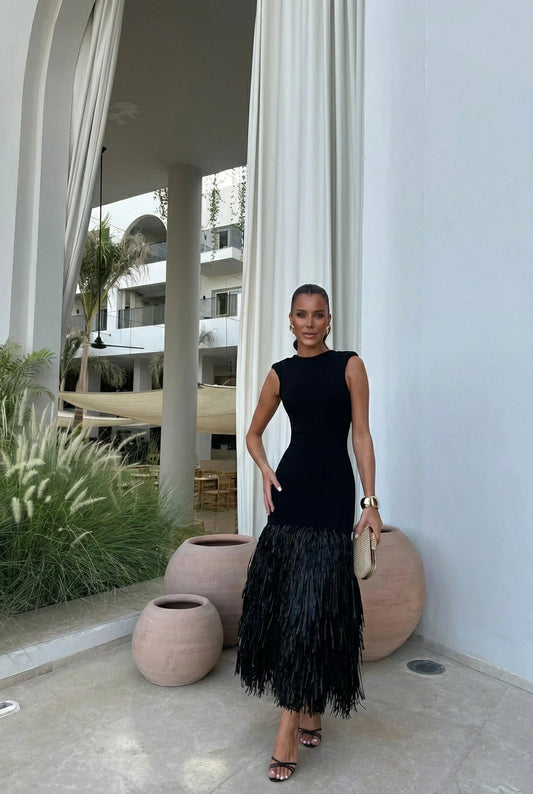 Anna | Abito lungo con frange